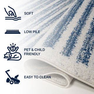 Khalil Modern Berber Stripe Cream/Navy 3 ft. x 5 ft. Area Rug