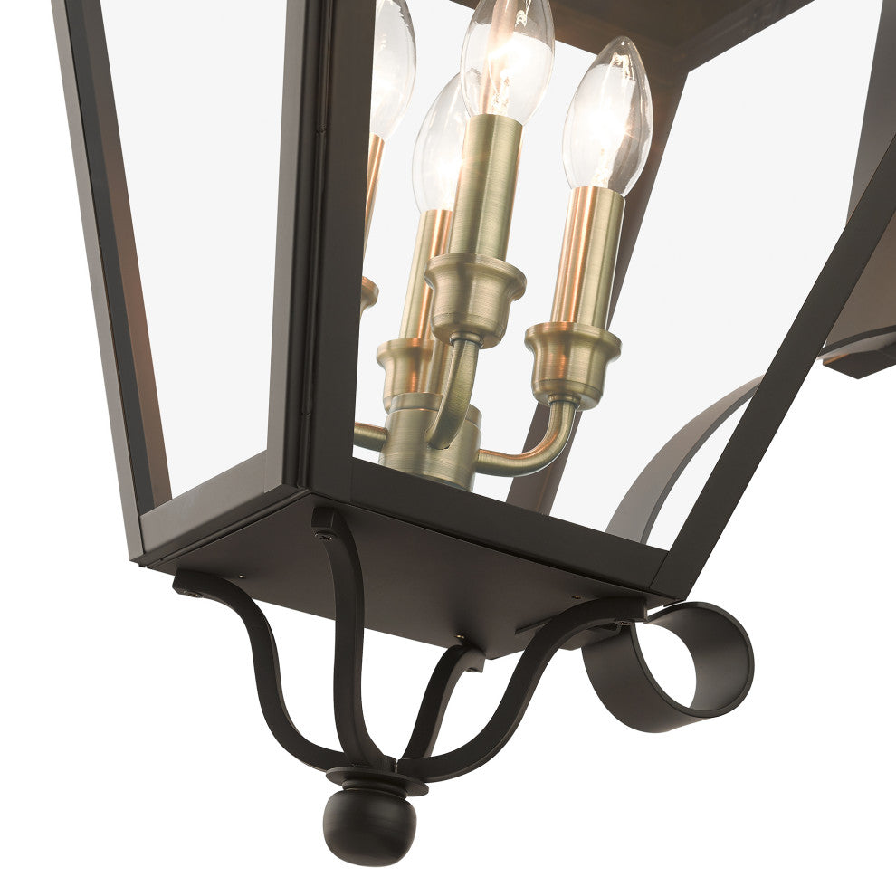 4 Light Bronze Outdoor Extra Large Wall Lantern, Antique Brass