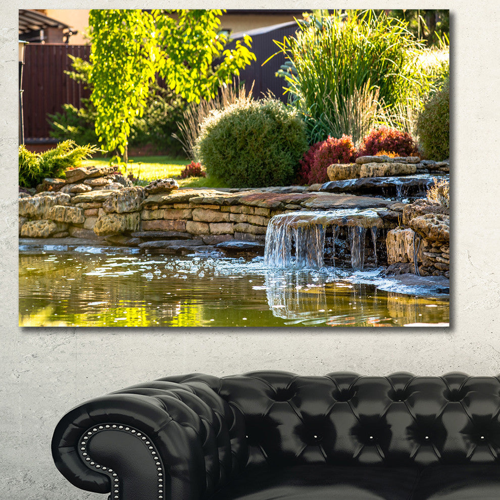 Green Lake and Plants, Landscape Canvas Art Print, 40"x30"