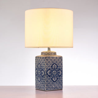 Margaret Metal and Ceramic Table Lamp Lights, White and Blue