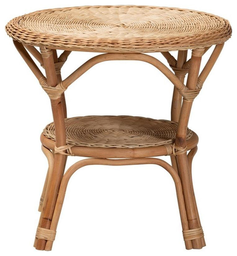 Abbey Modern Bohemian Natural Brown Antique Rattan Coffee Table
