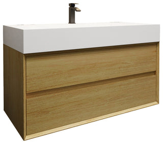 MAX 42" Floating Bath Vanity With Acrylic Sink, Teak Oak