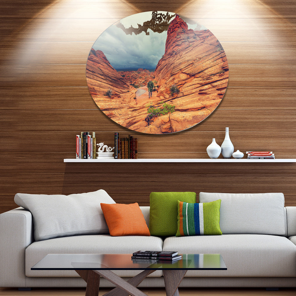 Wild Vermillion Cliffs Utah, Landscape Round Metal Wall Art, 11"