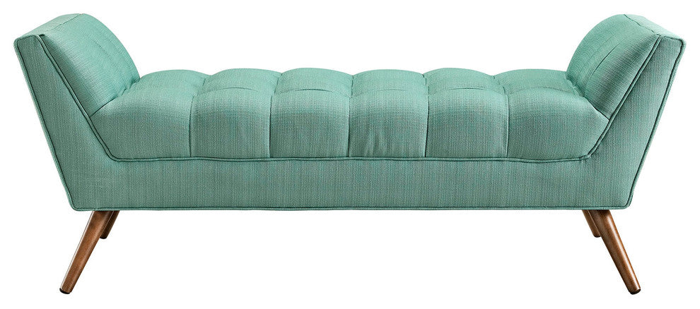 Modern Contemporary Medium Fabric Bench, Blue, Fabric