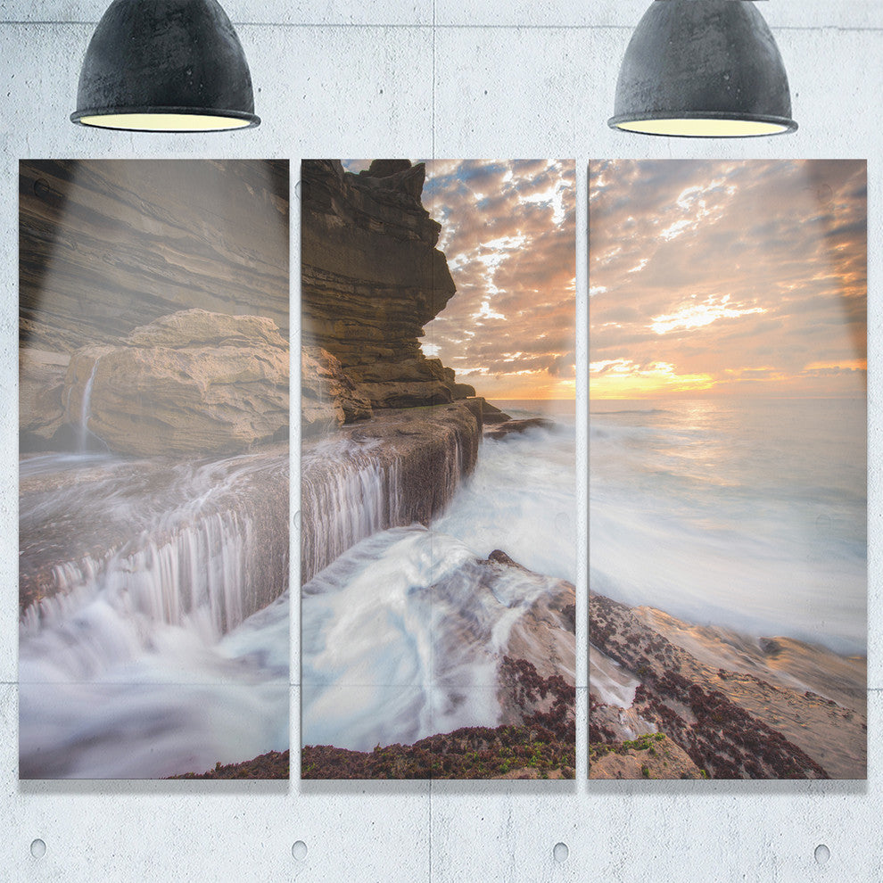 "White Sea Waters at Coogee Beach" Metal Wall Art, 3 Panels, 36"x28"
