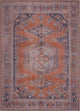 Hauteloom Burnt Orange Taber Medallion Washable Area Rug, Blue/Burnt Orange/Pale Blue, 9'2"x12'