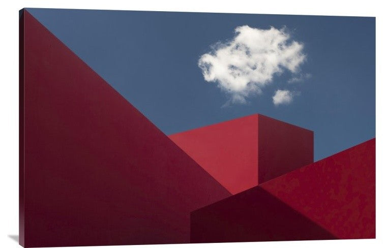 "Red Shapes" Stretched Canvas Giclee by Hugo Borges, 36x24"