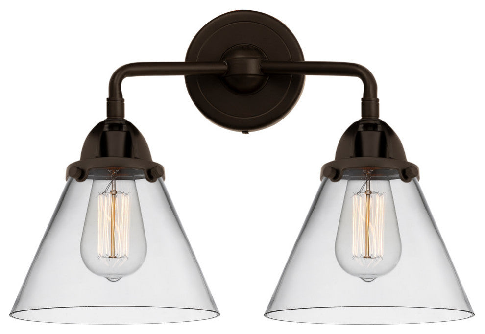 Large Cone Bath Vanity Light, Oil Rubbed Bronze, Clear, Clear