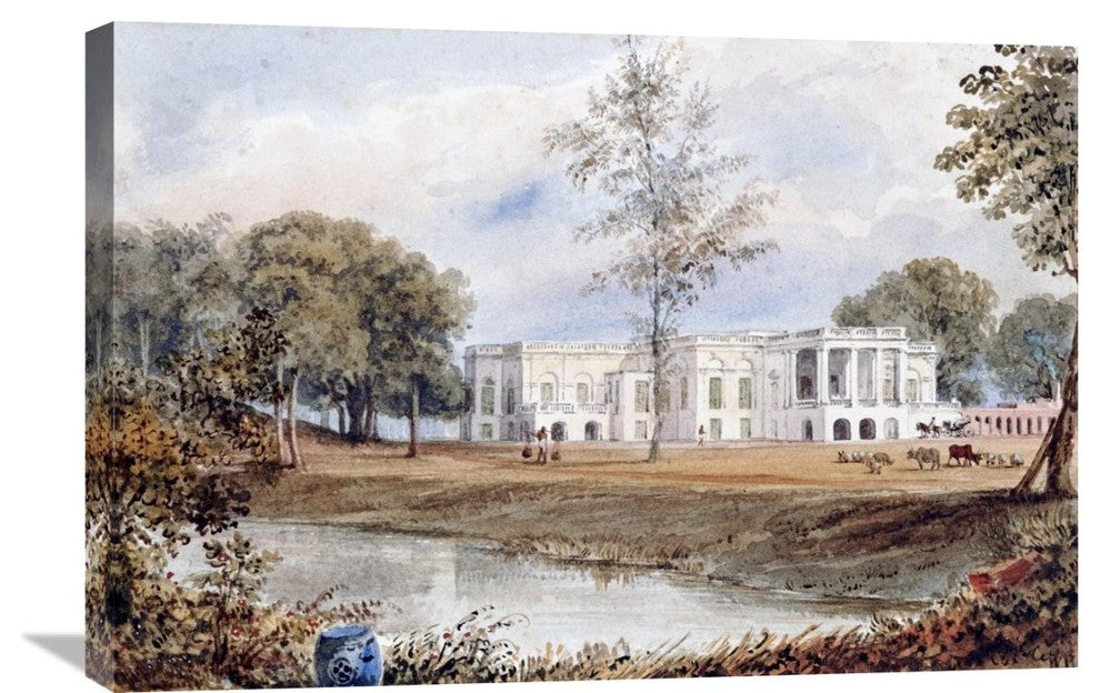 "Belvedere House at Alapore" Stretched Canvas Giclee by William Prinsep, 30"x20"