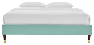 Harlow Queen Performance Velvet Platform Bed Frame-Mint