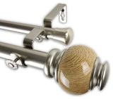 Polychrome 1" Double Curtain Rod, Black, Satin Nickel, 48"-84"