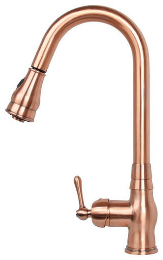 Copper Pull Down Kitchen Faucet, Single Level Solid Brass Kitchen Sink Faucets
