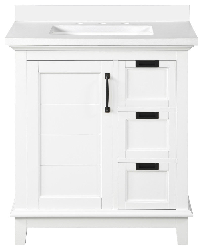 Ove Decors Pembroke 30" Single Sink Bathroom Vanity, White With Black