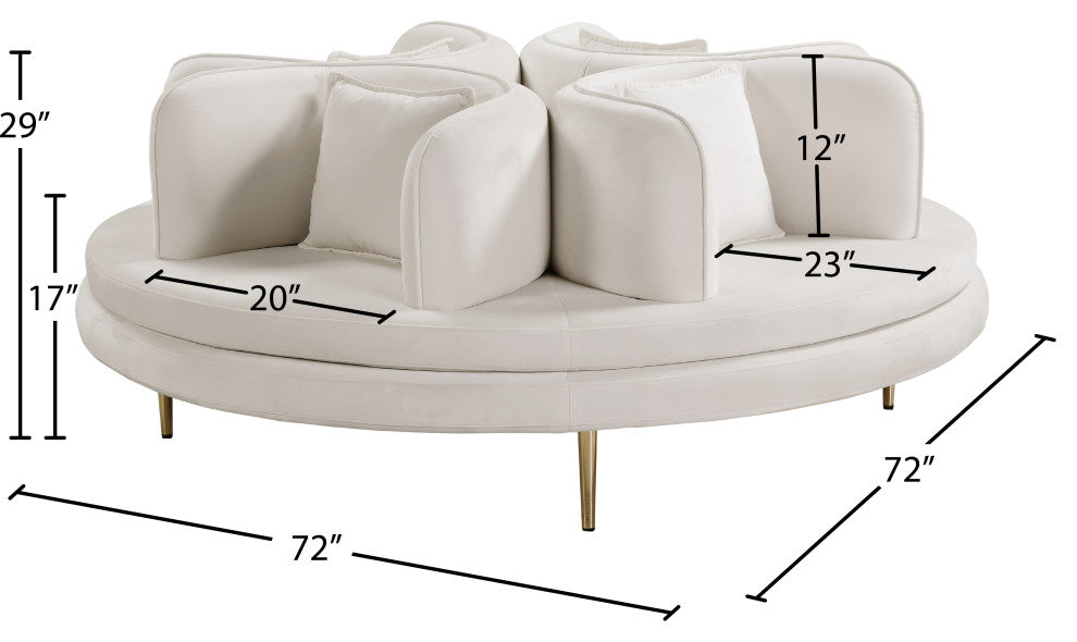 Circlet Velvet Upholstered Roundabout Sofa, Cream
