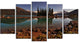 Lake and Pine Trees in Evening, Landscape Canvas Print, 60"x32", 5 Panels
