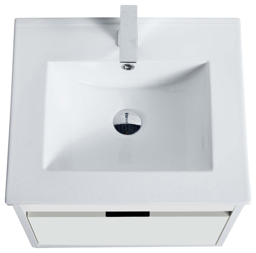Alpine Wall Mount Bathroom Vanity and Sink, White Matte, 20"