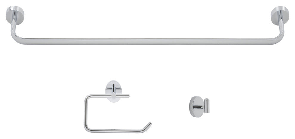 Amalfi 3-Piece Chrome Bathroom Accessory Set w/ 24-inch Towel Bar