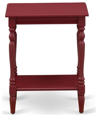 End Table, Open Storage Shelf, Wood Nightstand, Burgundy