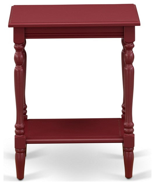 End Table, Open Storage Shelf, Wood Nightstand, Burgundy