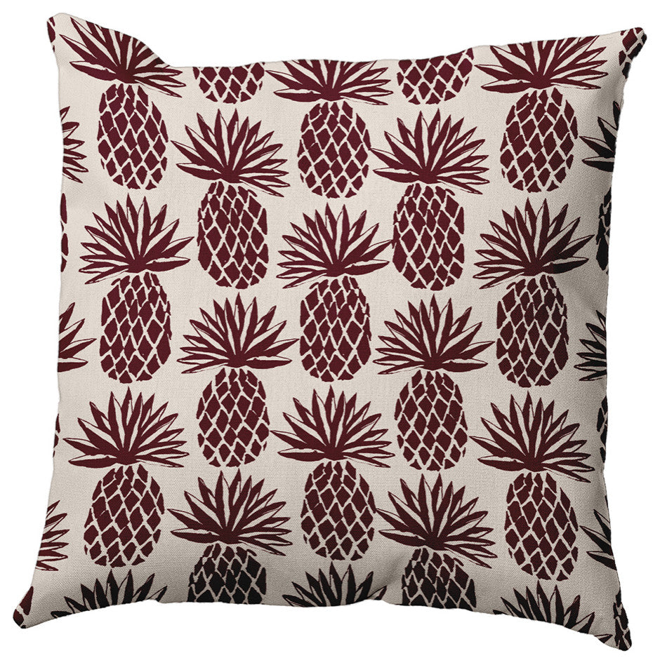 18" x 18" Pineapple Stripes Decorative Throw Pillow, Pomegranate