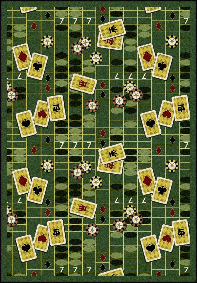 Games People Play Rug, Feeling Lucky, 7'8"x10'9", Emerald