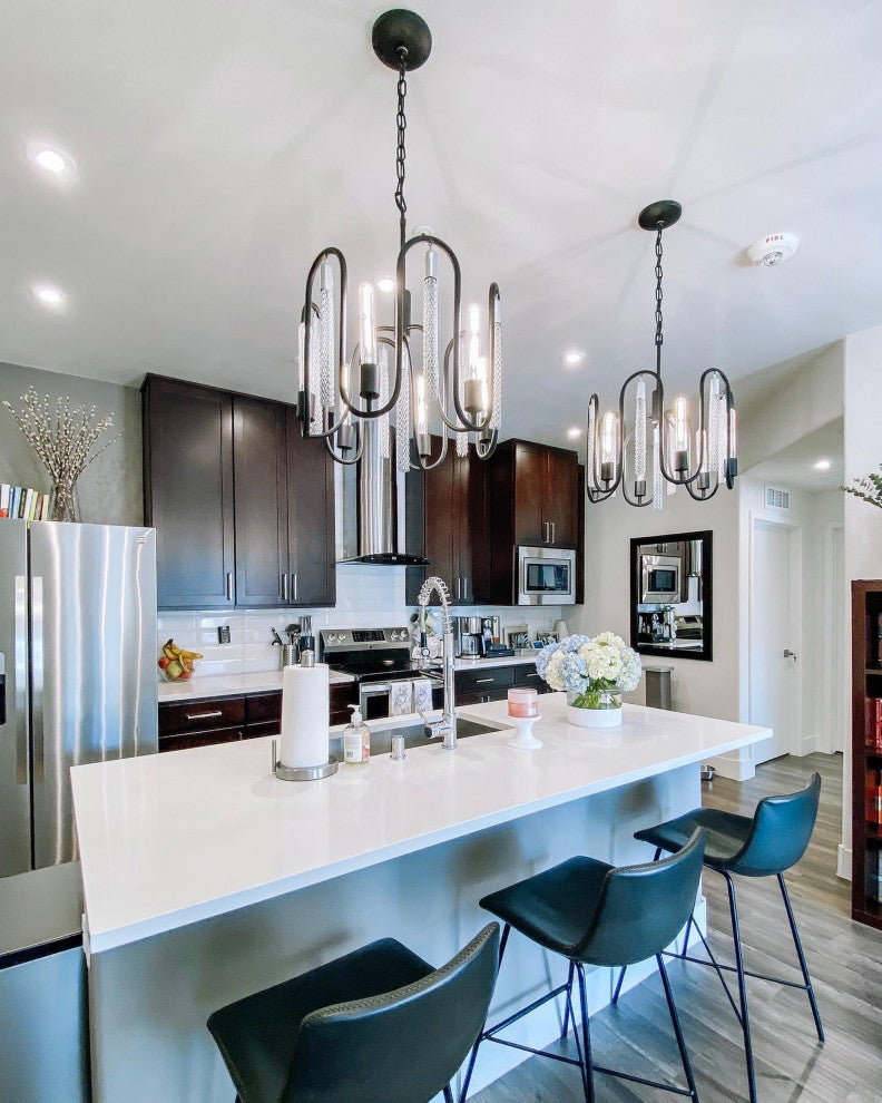 .-     Darden 6-Lt Pendant - Matte Black/Painted Chrome