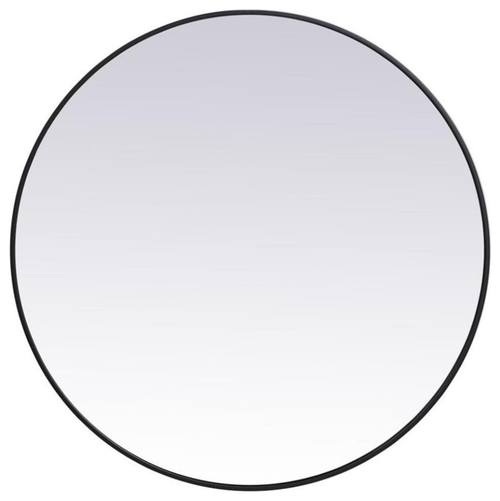 Elegant Decor Eternity 45" Round Mid Century Metal Frame Mirror in Black