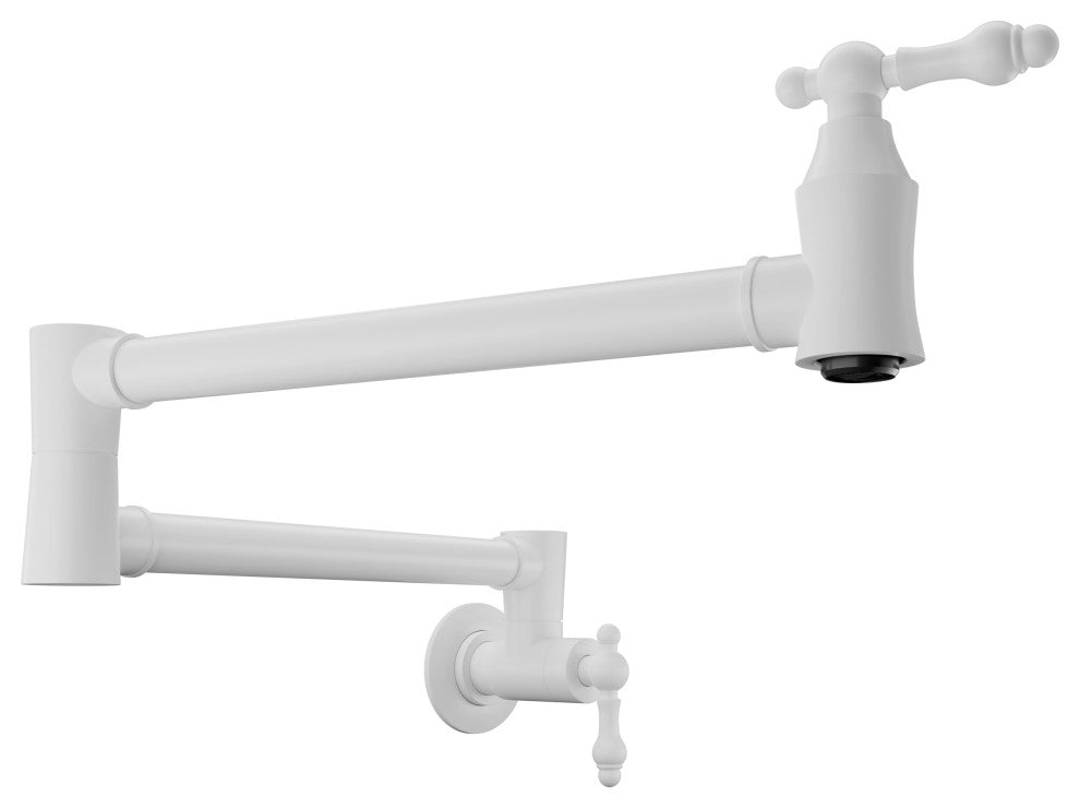 Marca 360-Degree 24" Wall Mounted Pot Filler With Dual Swivel, Matte White
