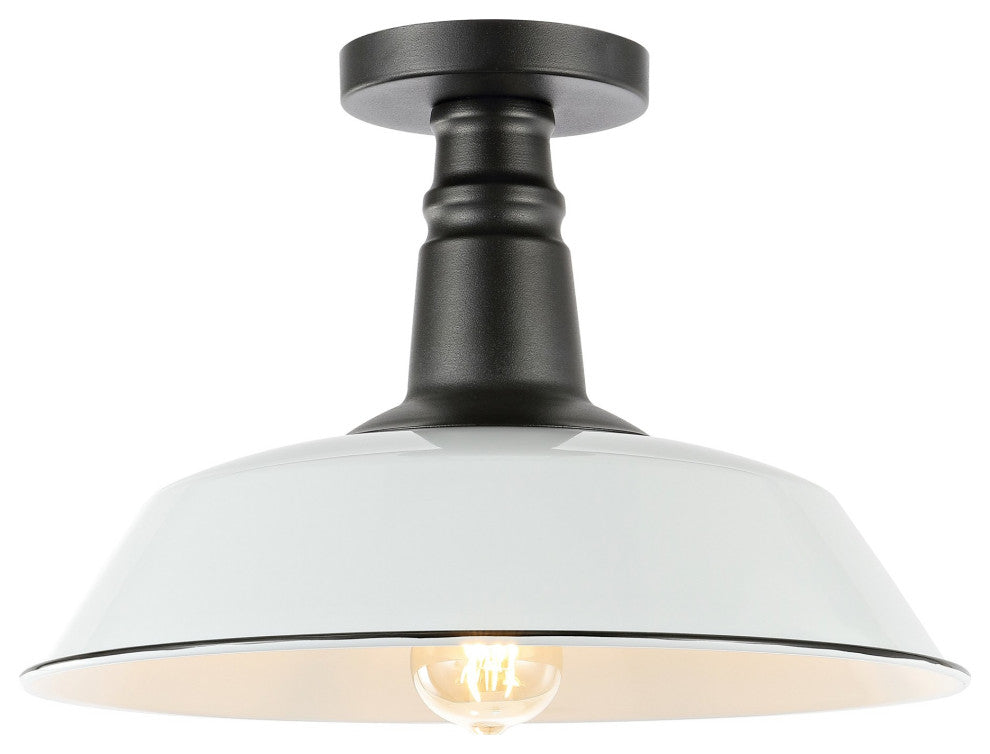 Camila 14" 1-Light Indoor/Outdoor LED Semi Flush Mount, White/Black