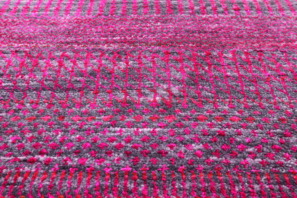12' Round Wool & Silk Hand Knotted Super Savannah Gabbeh Rug - Q13054