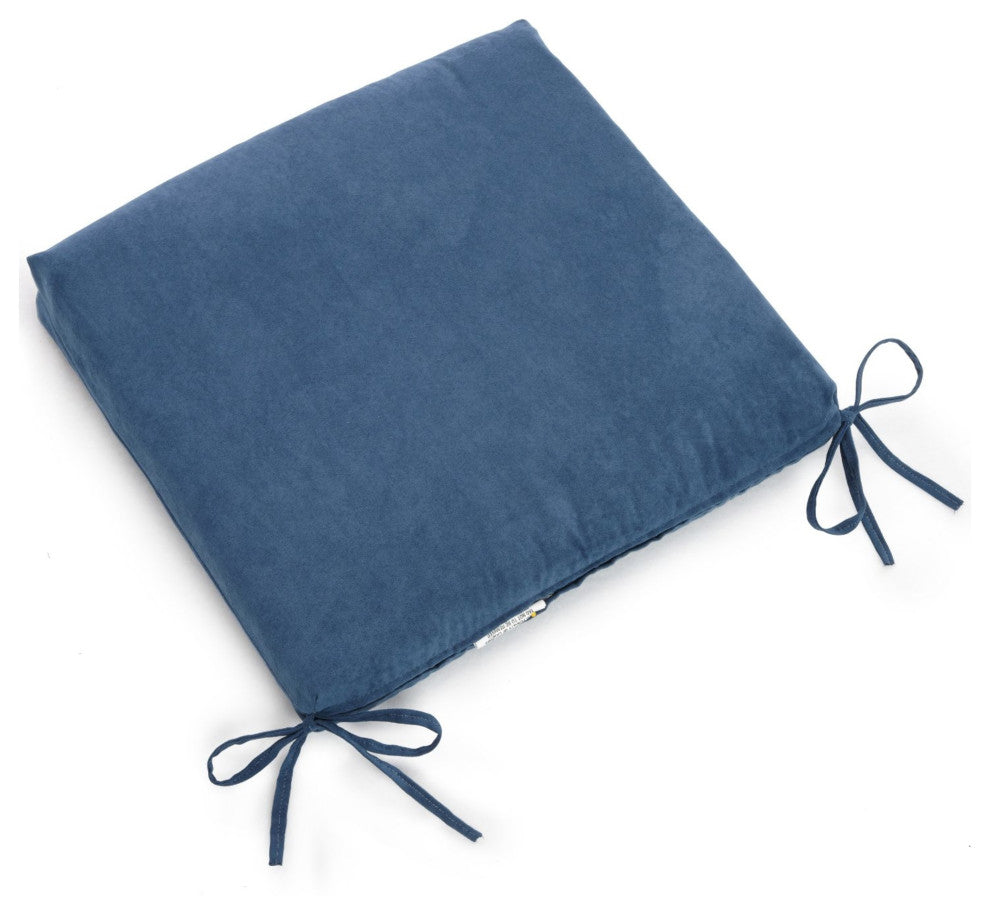 20"X19" Solid Microsuede Chair Cushions, Set of 2, Indigo