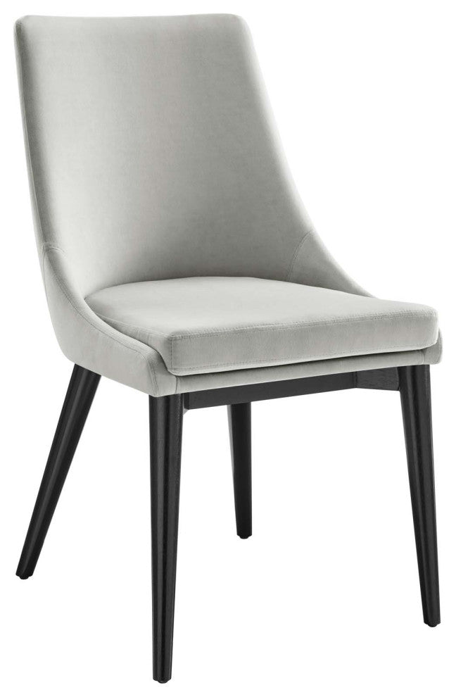 Viscount Accent Performance Velvet Dining Chairs, Set of 2, Light Gray