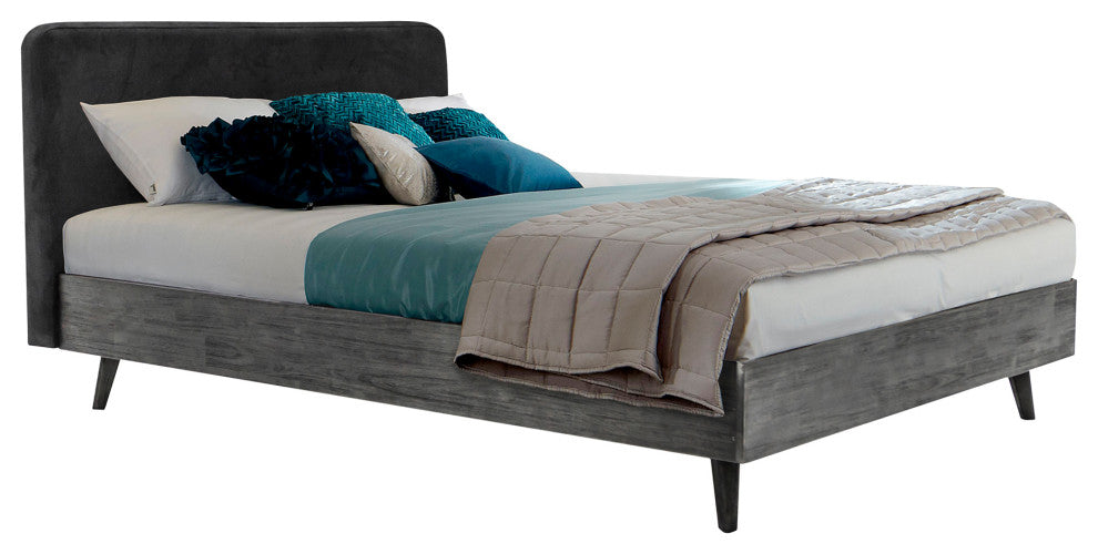 Mohave Mid Century Tundra Gray Acacia Queen Platform Bed