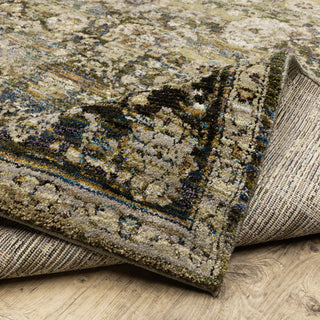 Adeline Distressed Floral Traditions Green and  Multi Area Rug, 2'6"x12'