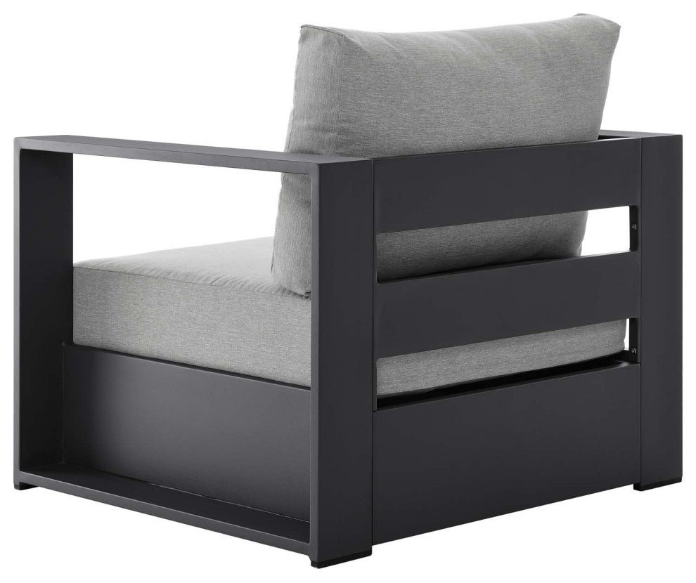 Lounge Sectional Sofa Chair Table Set, Gray, Aluminum, Modern, Outdoor
