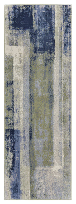 Takara Modern Abstract, Blue/Green/Ivory, 2'9"x7'10" Runner