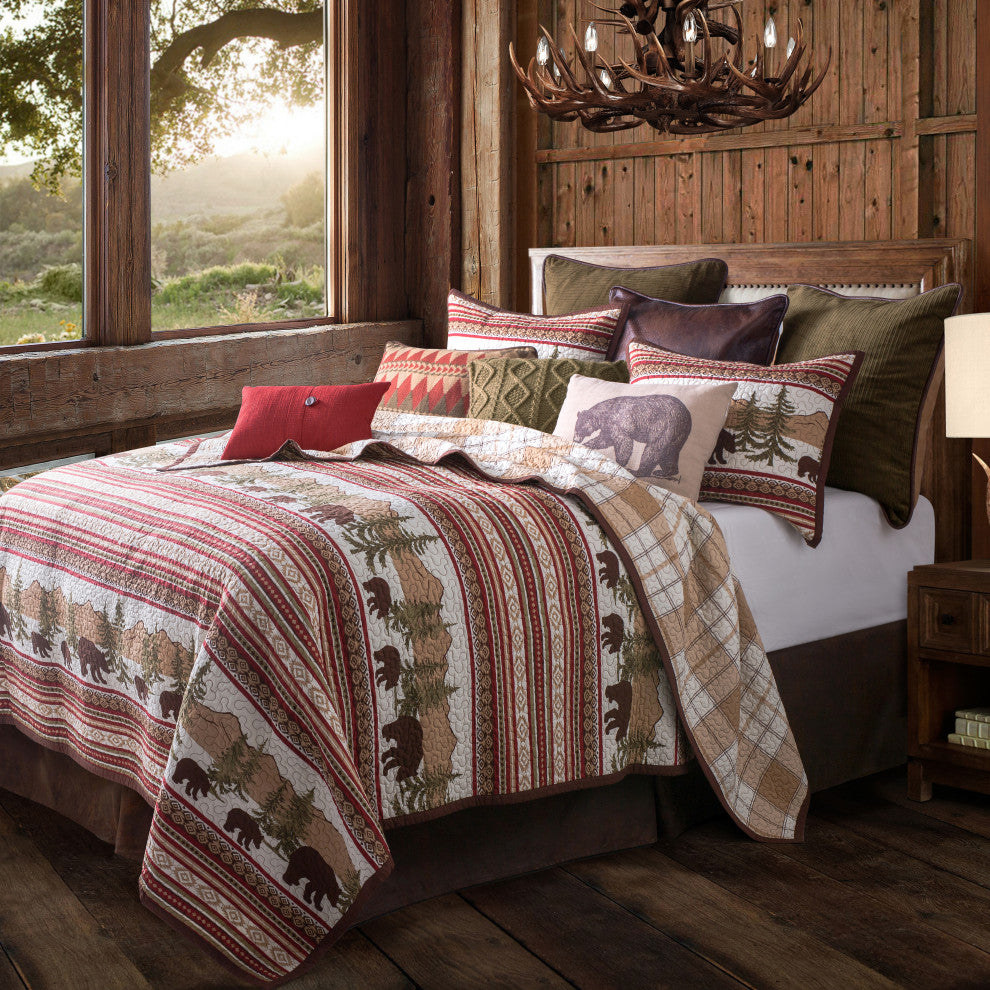 Bear Trail Reversible Quilt Set, 3 Piece, King