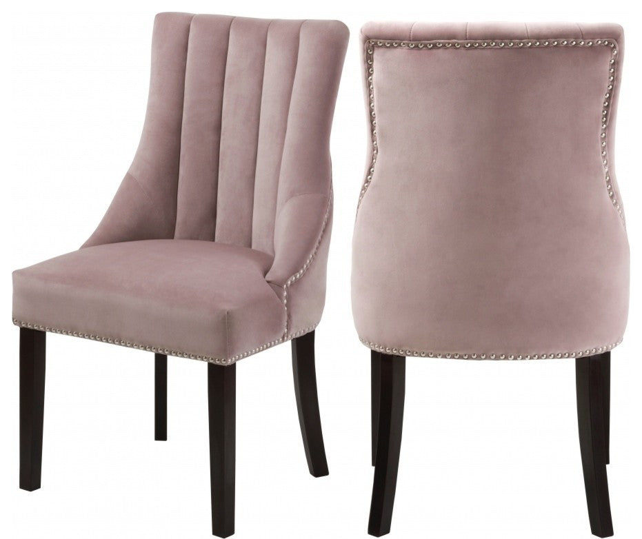 Oxford Velvet Upholstered Dining Chair (Set of 2), Pink