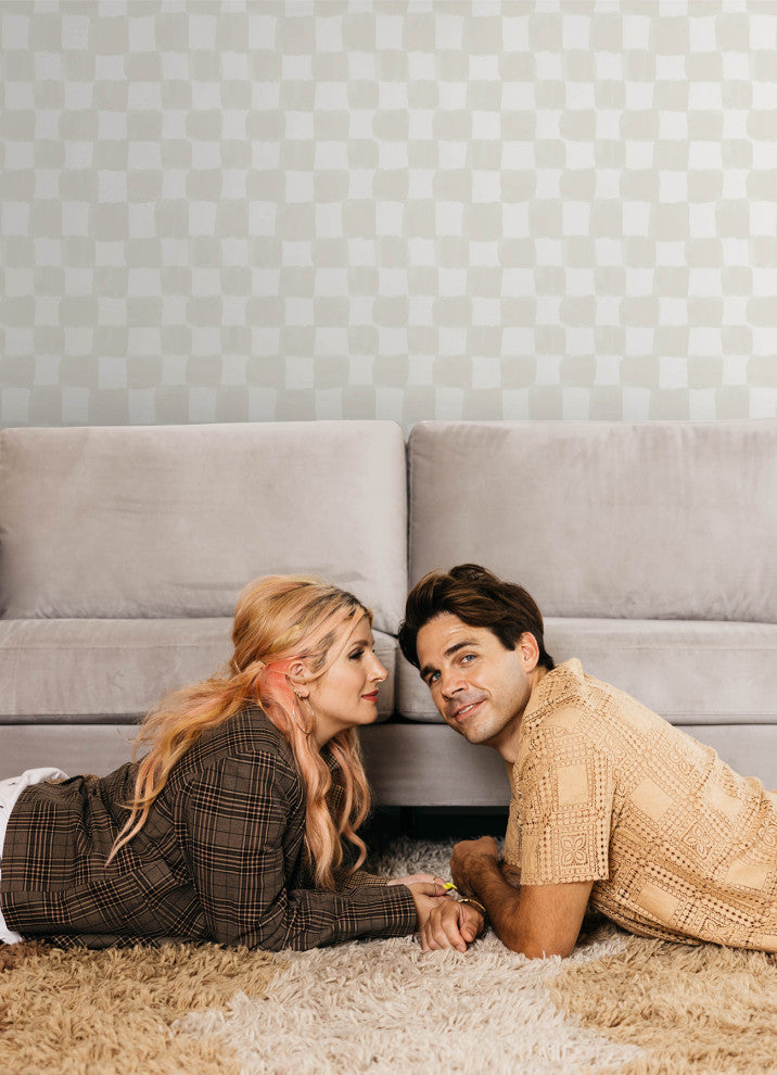 Mr. Kate Tess Watercolor Cream Checker Peel and Stick Wallpaper