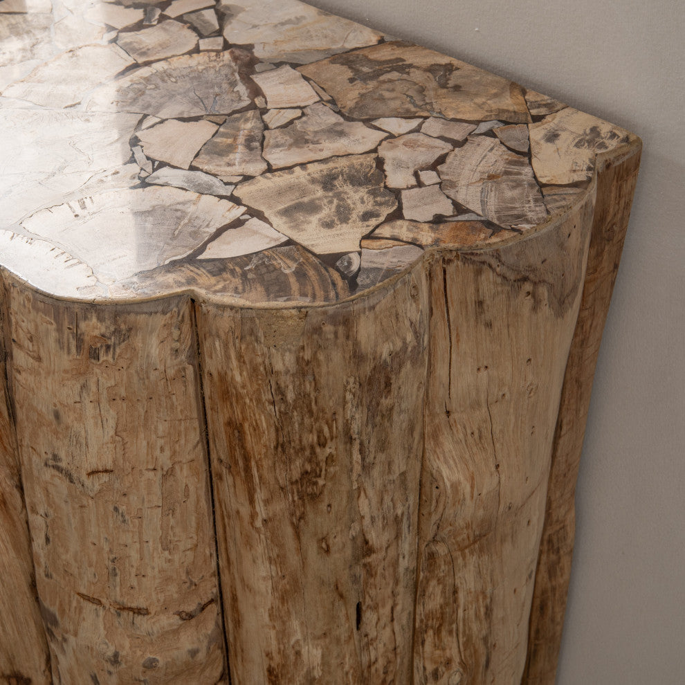 Norwest Petrified Teak Wood Console Table