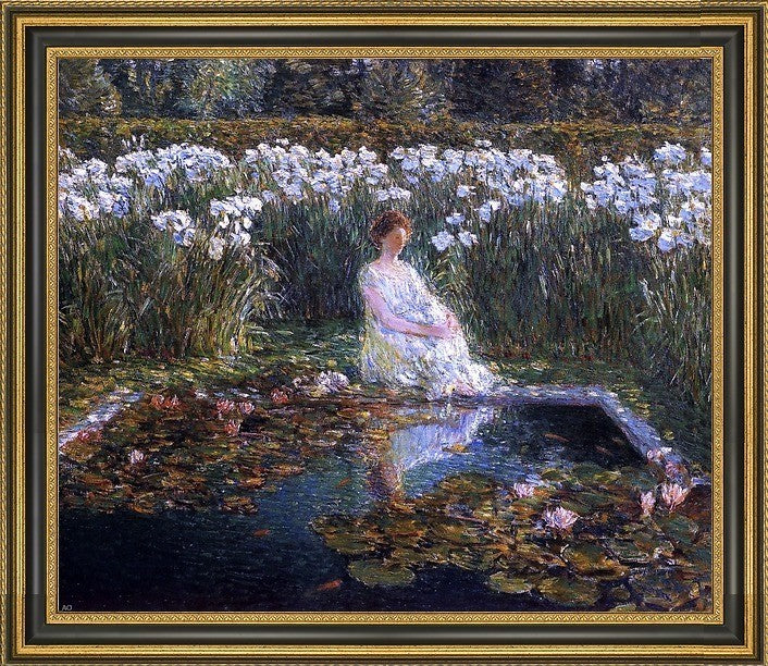 Frederick Childe Hassam Lilies Framed Premium Canvas Print, 20"x25"