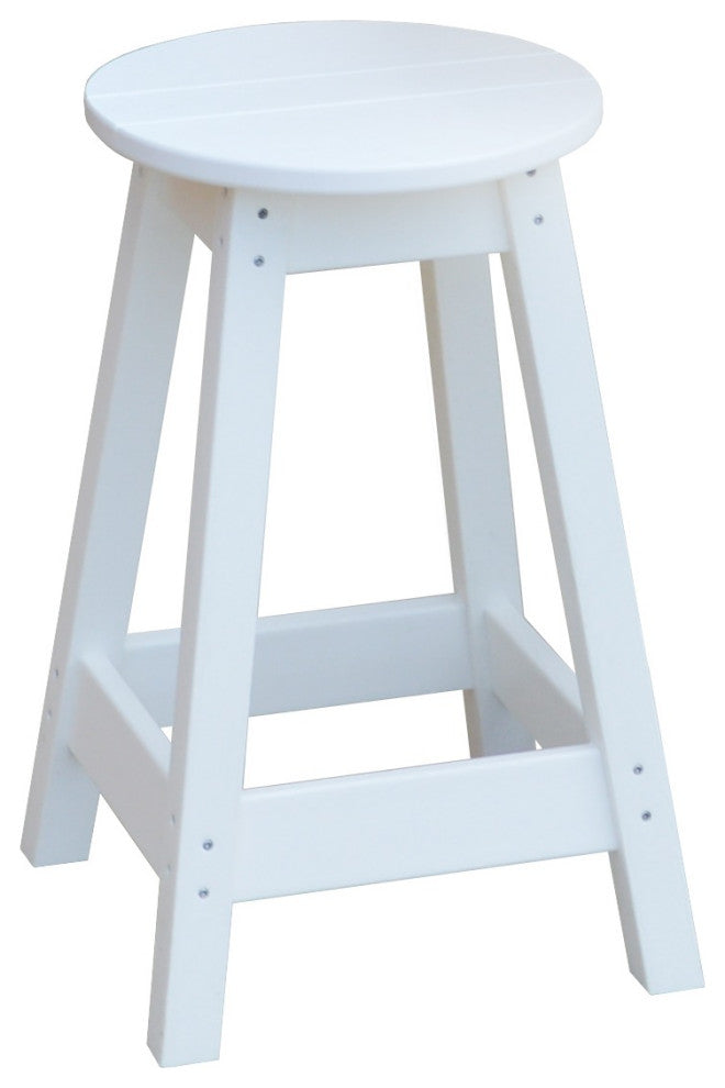 Poly Lumber Bar Stool, White, Dining Height, Round