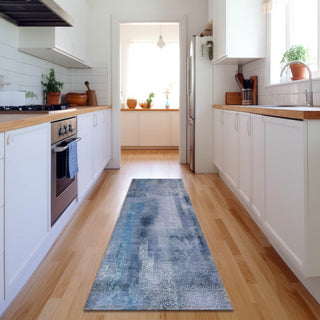 Premium Machine Washable Mayfield AMF537 Blue 2'3" x 7'6" Runner Rug