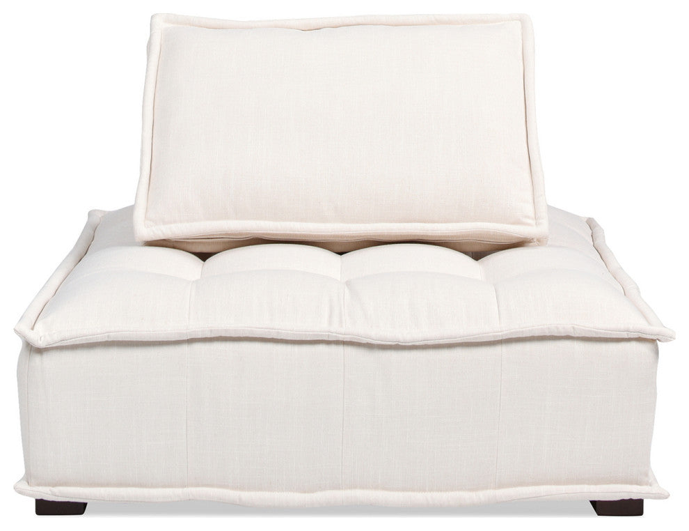 Arwen Modern Modular Square Tufted Sectional Sofa, White Beige Linen, 126" 3-Piece Sofa