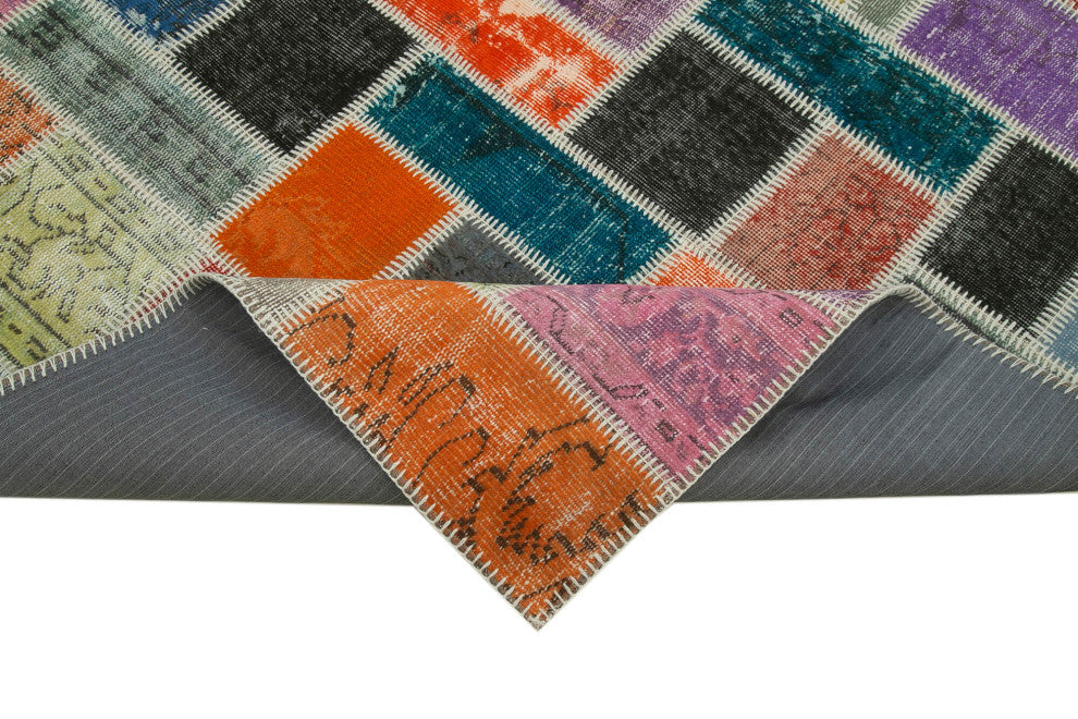 Rug N Carpet - Handmade Turkish 5' 5" x 8' 4" Low Pile  Patchwork Area Rug