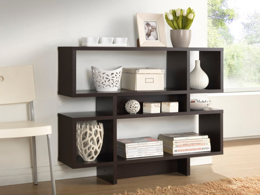 Baxton Studio Cassidy 4-Level Dark Brown Modern Bookshelf