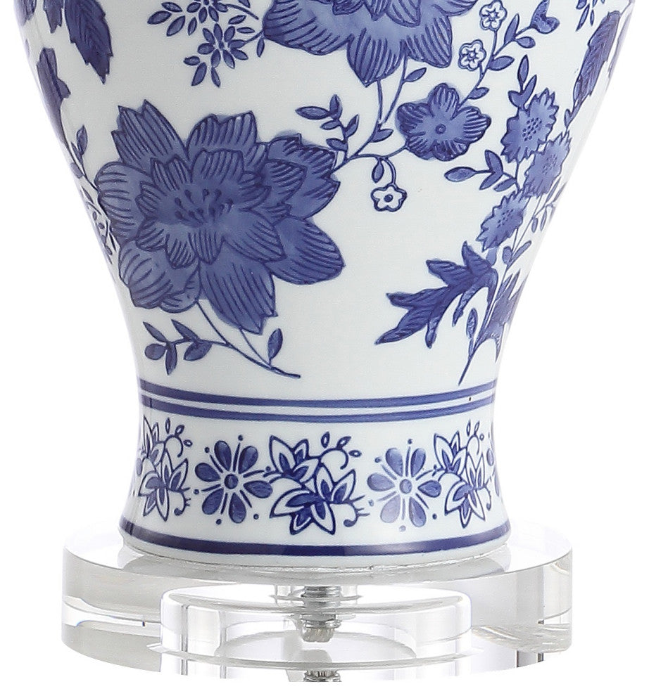 Song 21.5" Ceramic Chinoiserie Floral LED Table Lamp, Blue by JONATHAN  Y