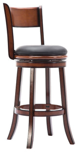 Pal 29 Inch Swivel Bar Stool, Solid Wood, Rich Bonded Leather, Brown