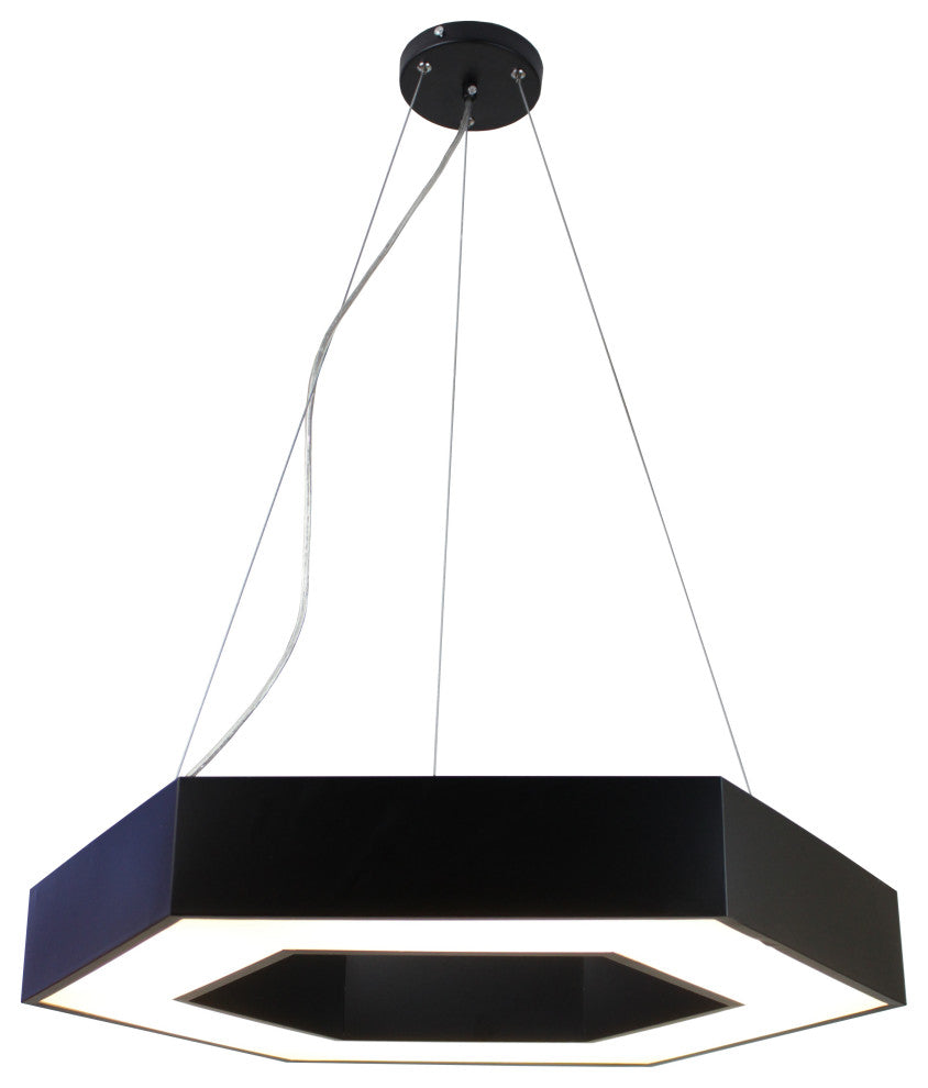Zazil LED Hexagonal 24 Black Pendant, Black