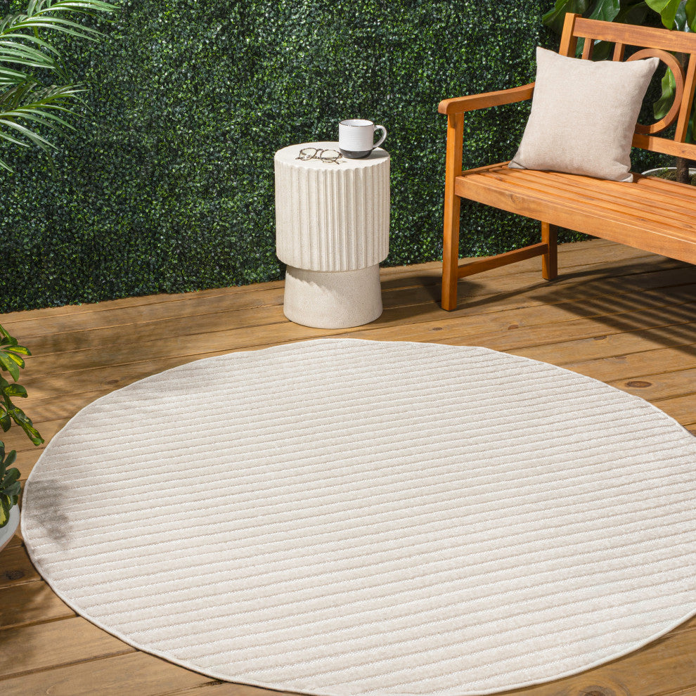 Aarhus High-Low Minimalist Scandi Striped Indoor/Outdoor Area Rug